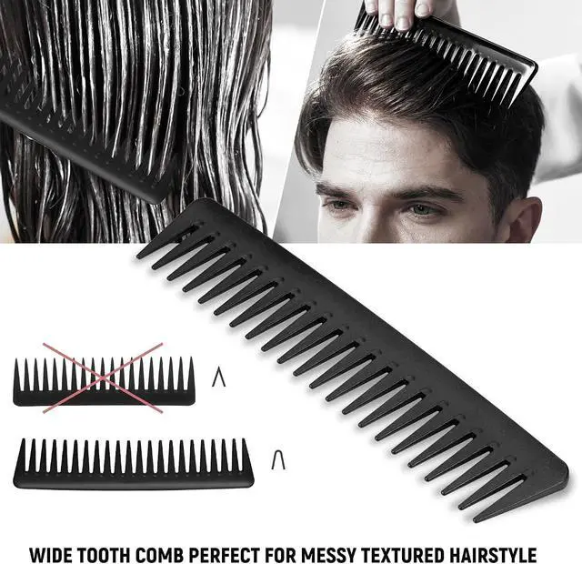 Alt view image 4 of 7 - 3PCS Comb Set Hair Combs for Men, Fine and Wide Tooth Comb, Roller Brush for Adding Volume, Hair Styling Mens Comb for Styling and Grooming, Frosted Texture