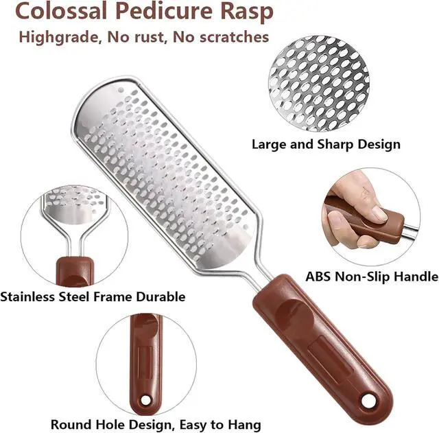 Alt view image 2 of 6 - 2 Pack Pedicure Kit, Foot File Callus Remover, Heel Scraper for Feet | Stainless Steel Foot Rasp & Wood Handle Callus Shaver (10 Replacements and 1 File Foot Head), Callus Remover for Feet
