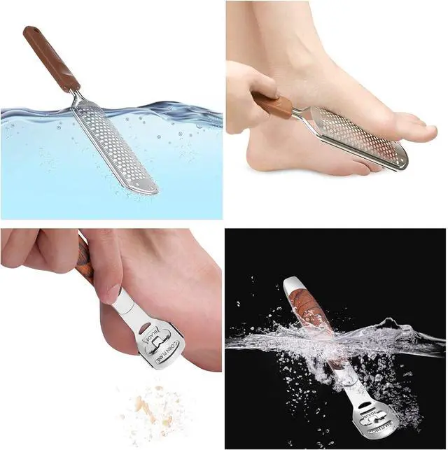 Alt view image 6 of 6 - 2 Pack Pedicure Kit, Foot File Callus Remover, Heel Scraper for Feet | Stainless Steel Foot Rasp & Wood Handle Callus Shaver (10 Replacements and 1 File Foot Head), Callus Remover for Feet