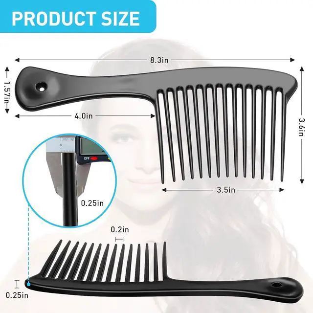 Alt view image 2 of 7 - HDAJY Wide Tooth Comb, Large Thickened Hair Comb, Shower Combs for Wet Curly Straight Hair, Round Comb Teeth, no Hair Damage, Black