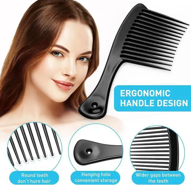 Alt view image 3 of 7 - HDAJY Wide Tooth Comb, Large Thickened Hair Comb, Shower Combs for Wet Curly Straight Hair, Round Comb Teeth, no Hair Damage, Black