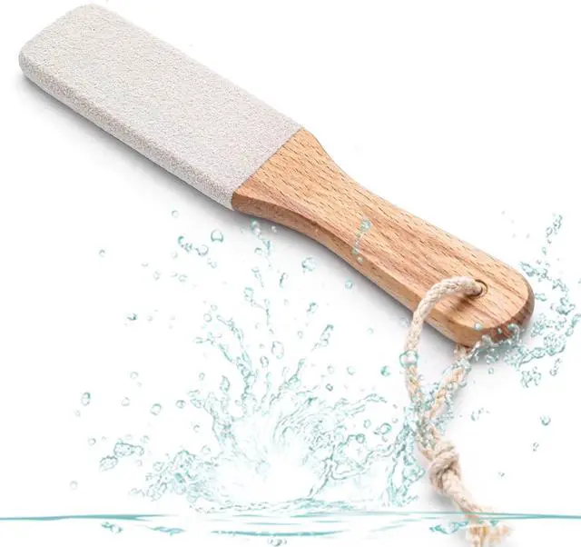 Alt view image 2 of 6 - Kinepi Callus Remover Foot File, Pumice Stone for Feet Scrubber Wet and Dry | Wooden pedicure foot rasp helps smooth dead skin, cracked heels, and hard skin for daily or weekly care after shower