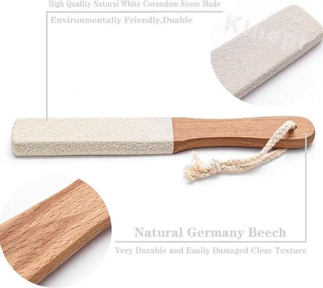 Alt view image 5 of 6 - Kinepi Callus Remover Foot File, Pumice Stone for Feet Scrubber Wet and Dry | Wooden pedicure foot rasp helps smooth dead skin, cracked heels, and hard skin for daily or weekly care after shower