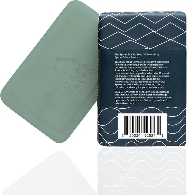Alt view image 2 of 7 - Oars + Alps Exfoliating & Moisturizing Mens Bar Soap, Epsom Salt, 1pk | Recharge As You Cleanse, Hydrating, Boost Dry, Dehydrated Skin, Nourishing, Post Workout Soap, Eucalyptus Spearmint Scent