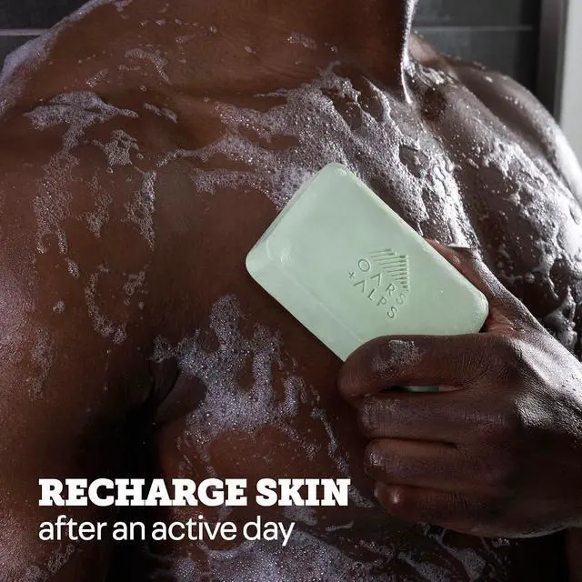 Alt view image 3 of 7 - Oars + Alps Exfoliating & Moisturizing Mens Bar Soap, Epsom Salt, 1pk | Recharge As You Cleanse, Hydrating, Boost Dry, Dehydrated Skin, Nourishing, Post Workout Soap, Eucalyptus Spearmint Scent