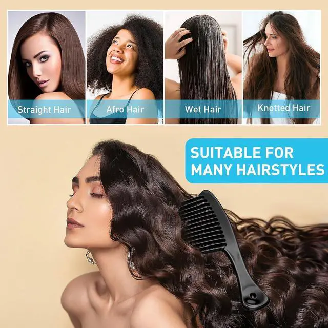 Alt view image 5 of 7 - HDAJY Wide Tooth Comb, Large Thickened Hair Comb, Shower Combs for Wet Curly Straight Hair, Round Comb Teeth, no Hair Damage, Black