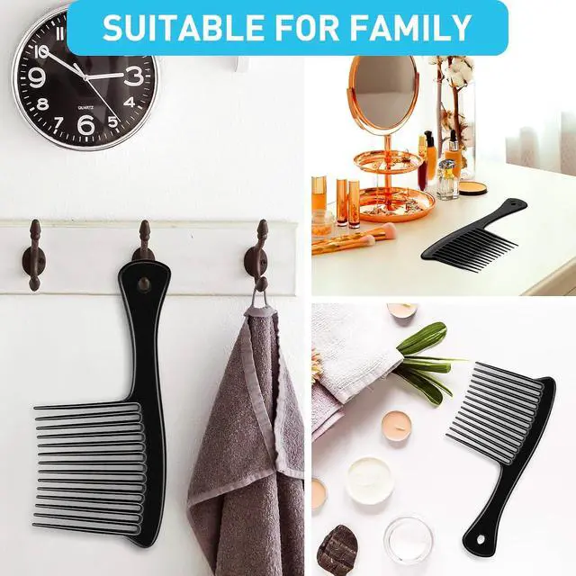 Alt view image 6 of 7 - HDAJY Wide Tooth Comb, Large Thickened Hair Comb, Shower Combs for Wet Curly Straight Hair, Round Comb Teeth, no Hair Damage, Black