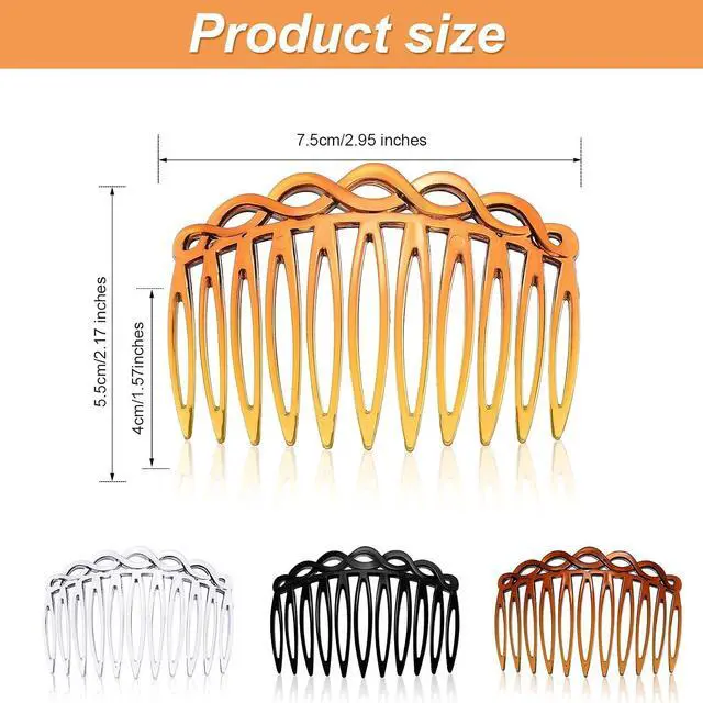 Alt view image 2 of 7 - WILLBOND 16 Pieces Women Hair Comb Accessories French Hair Side Combs | Decorative Hair Combs, Plastic Twist, Non Slip Teeth, Secure Hold, Everyday Styling, 4 Colors