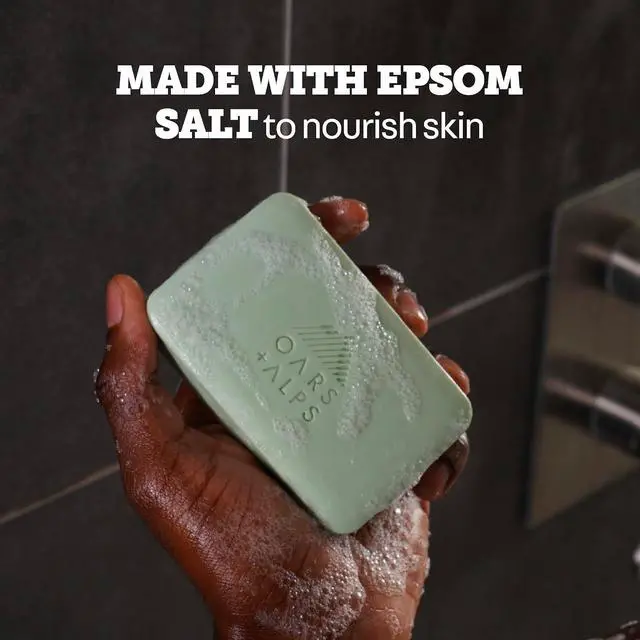 Alt view image 4 of 7 - Oars + Alps Exfoliating & Moisturizing Mens Bar Soap, Epsom Salt, 1pk | Recharge As You Cleanse, Hydrating, Boost Dry, Dehydrated Skin, Nourishing, Post Workout Soap, Eucalyptus Spearmint Scent