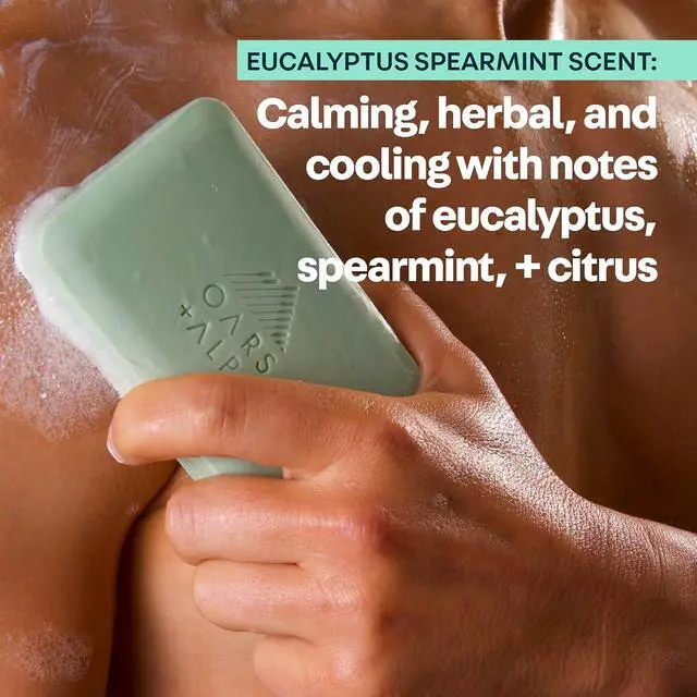 Alt view image 6 of 7 - Oars + Alps Exfoliating & Moisturizing Mens Bar Soap, Epsom Salt, 1pk | Recharge As You Cleanse, Hydrating, Boost Dry, Dehydrated Skin, Nourishing, Post Workout Soap, Eucalyptus Spearmint Scent