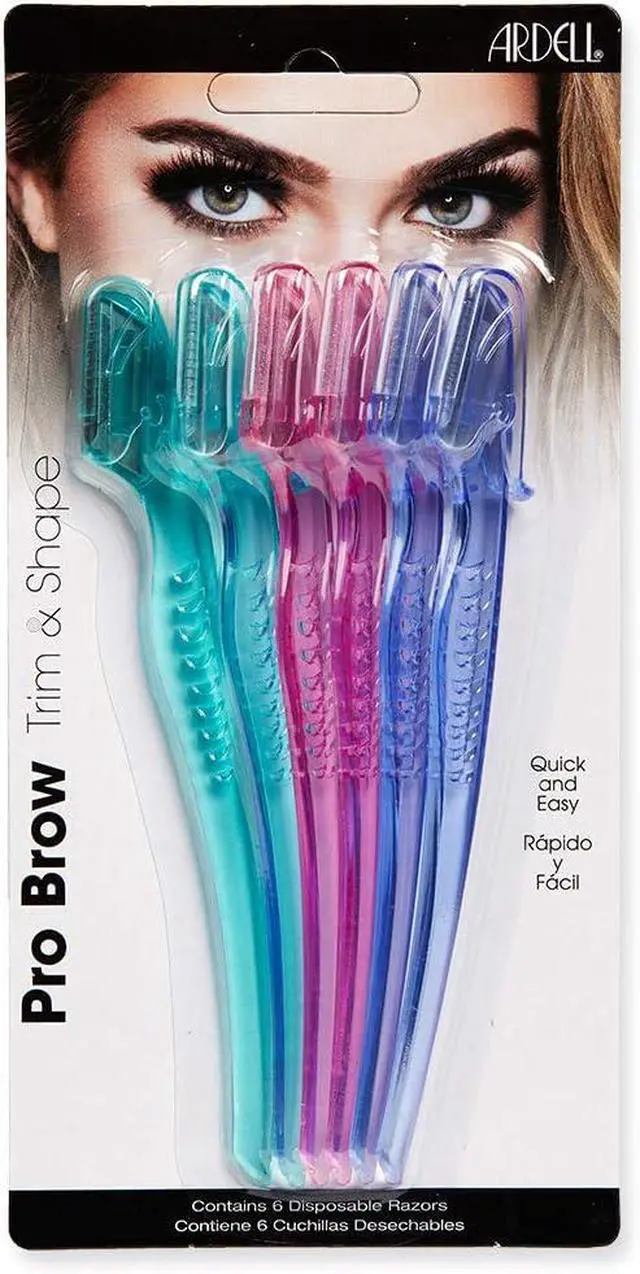 Main image of Ardell Pro Brow Trim & Shape, Eyebrow Dermaplane Razor, 6 Count | Precision Face Razors for Women Remove Peach Fuzz, Shape & Trim Brows, Dermaplaning Tool, Assorted Colors