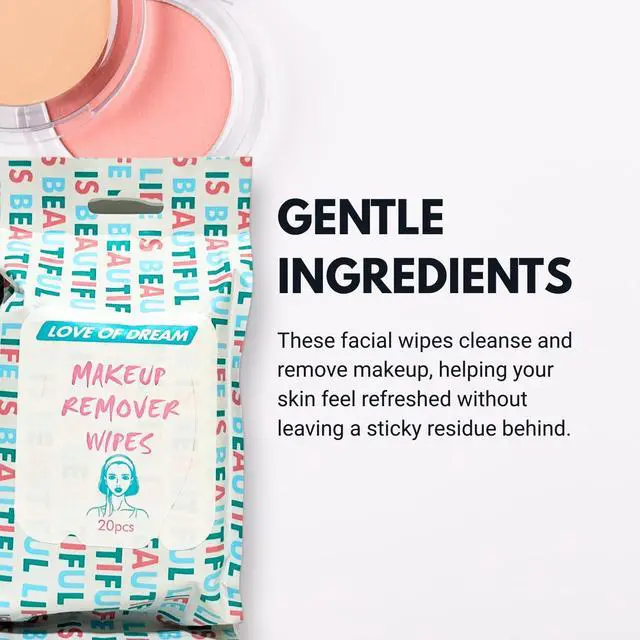 Alt view image 3 of 7 - Consumable Corner - Makeup Remover Wipes - Hypoallergenic Facial Cleansing | Towelettes - Removes Waterproof Makeup - Safe for Sensitive Skin - Alcohol-Free - Unscented - 1 Pack - 20 Count