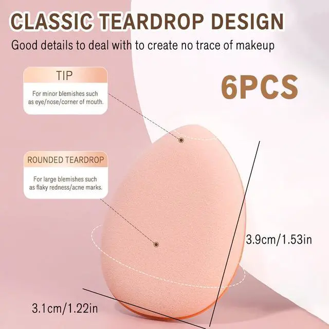 Alt view image 2 of 6 - TORMEN Mini Triangle Makeup Sponges, Latex-Free Blender, 6 Pcs | Latex-free mini triangle cushion sponges. Wet and dry use, multi-shaped blender. Powder, foundation, and cream makeup