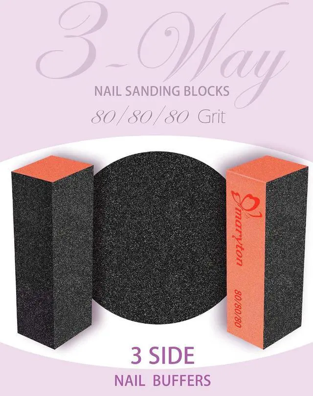 Alt view image 2 of 6 - Maryton Nail Buffer Sanding Blocks, 80/80 Grit for Acrylic Nails, 10PCS | Professional Buffing Blocks, Salon Grade, Manicure Tools Kit, Black Orange