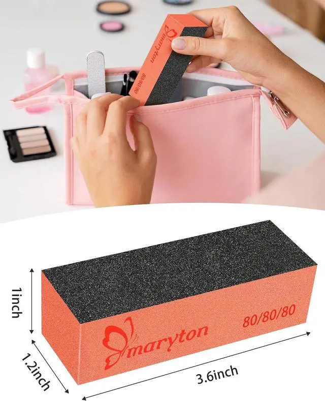 Alt view image 4 of 6 - Maryton Nail Buffer Sanding Blocks, 80/80 Grit for Acrylic Nails, 10PCS | Professional Buffing Blocks, Salon Grade, Manicure Tools Kit, Black Orange