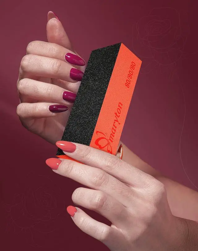 Alt view image 6 of 6 - Maryton Nail Buffer Sanding Blocks, 80/80 Grit for Acrylic Nails, 10PCS | Professional Buffing Blocks, Salon Grade, Manicure Tools Kit, Black Orange
