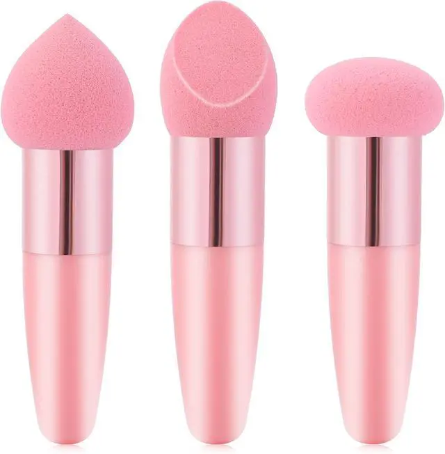 Main image of Oruola 3pcs Foundation Applicator, Makeup Sponge with Handle | Different Shapes of Makeup Applicator Sponge, Multipurpose Mushroom Powders Puff, Dry & Wet Use, for Powder Cream