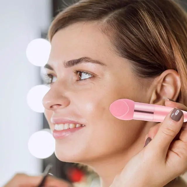Alt view image 7 of 7 - Oruola 3pcs Foundation Applicator, Makeup Sponge with Handle | Different Shapes of Makeup Applicator Sponge, Multipurpose Mushroom Powders Puff, Dry & Wet Use, for Powder Cream