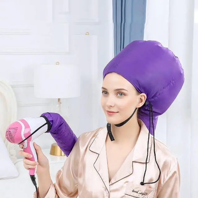 Alt view image 2 of 3 - Hooded Hair Drying Cap Dryer Diffuser & Treatment Hat for Curly & Straight Hair, Heat-Concentrated Speeds Up Drying Safety Deep Conditioning Care at Home - Portable, Universal