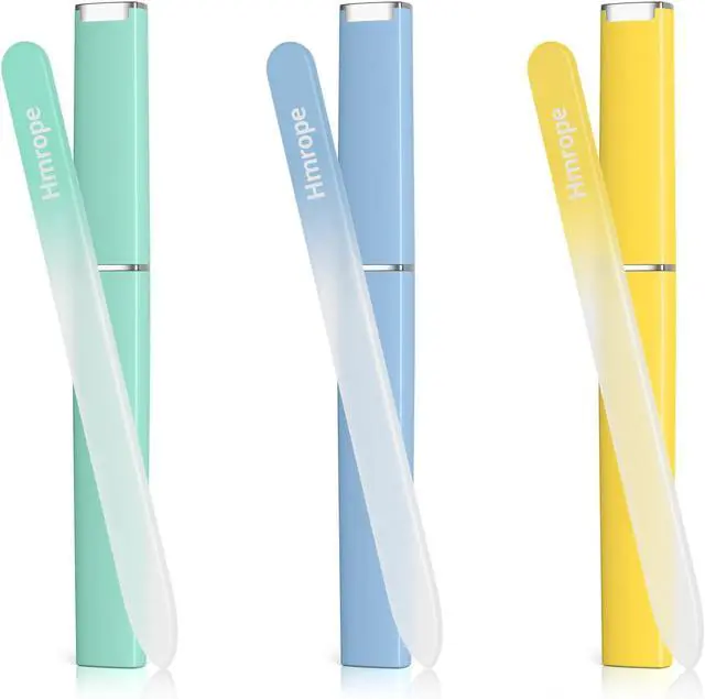 Main image of Hmrope 3 Pack Crystal Glass Nail File with Case, Professional Nano Glass Nail Files for Natural Nails, Etched Nail Filer Double-Sided Fingernail Files Ideal Manicure Salon Nail Care for Women Men