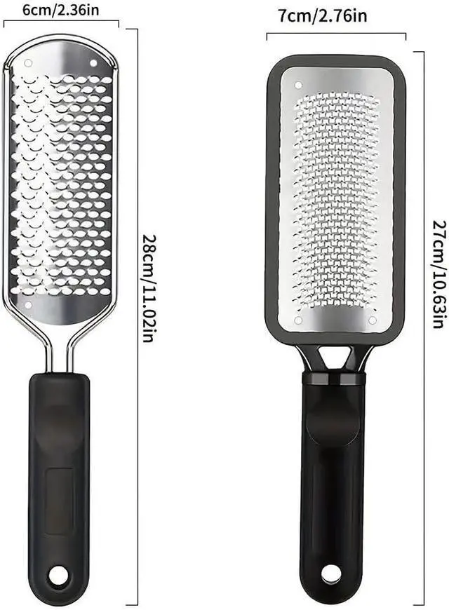 Alt view image 2 of 7 - 2 Pcs Foot Scraper, Foot File Callus Remover, Stainless Steel Foot Rasp, Professional Foot Scrubber Dead Skin Remover, Pedicure Foot Grater for at Home & Salon