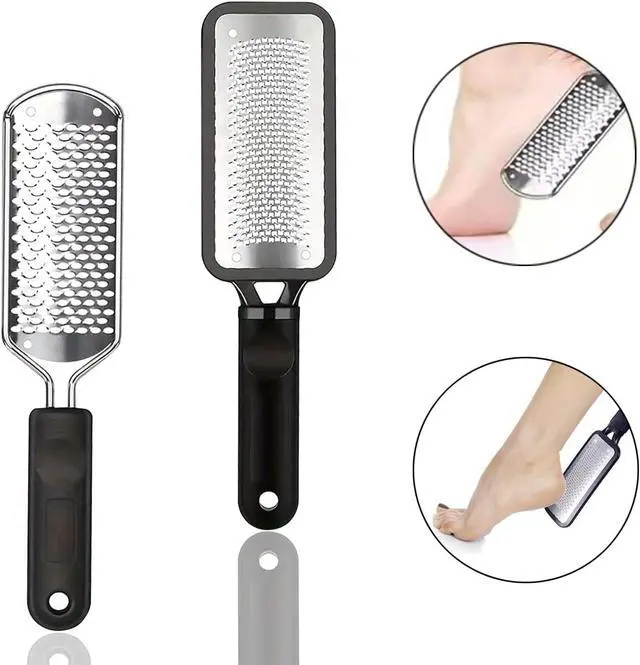 Alt view image 3 of 7 - 2 Pcs Foot Scraper, Foot File Callus Remover, Stainless Steel Foot Rasp, Professional Foot Scrubber Dead Skin Remover, Pedicure Foot Grater for at Home & Salon