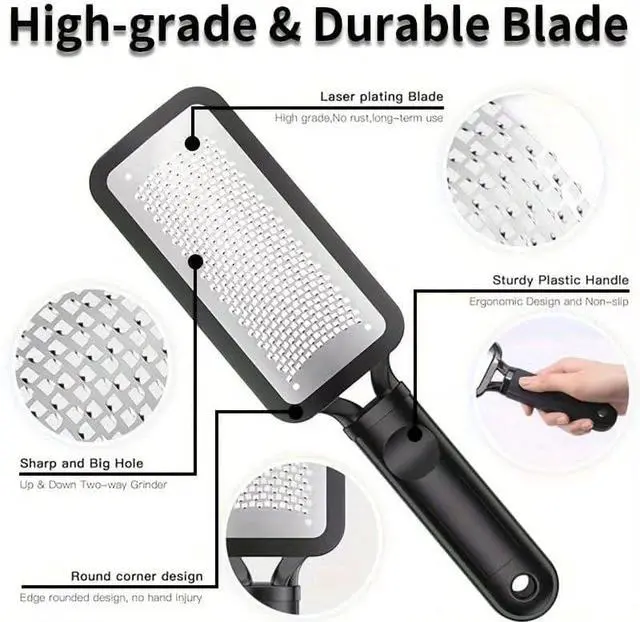 Alt view image 5 of 7 - 2 Pcs Foot Scraper, Foot File Callus Remover, Stainless Steel Foot Rasp, Professional Foot Scrubber Dead Skin Remover, Pedicure Foot Grater for at Home & Salon