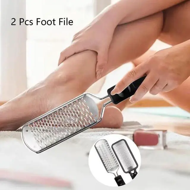 Alt view image 4 of 7 - 2 Pcs Foot Scraper, Foot File Callus Remover, Stainless Steel Foot Rasp, Professional Foot Scrubber Dead Skin Remover, Pedicure Foot Grater for at Home & Salon