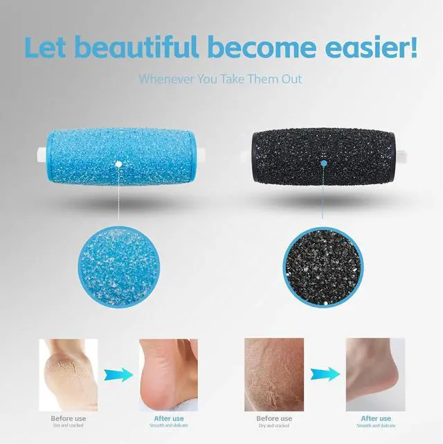 Alt view image 3 of 7 - 12 Pack Replacement Rollers for Amope and Dr Scholl's Foot File | 6 Extra Coarse + 6 Regular Refills, Callus Remover, Electric Foot File, Compatible Pedi Perfect, At-home Spa Pedicure