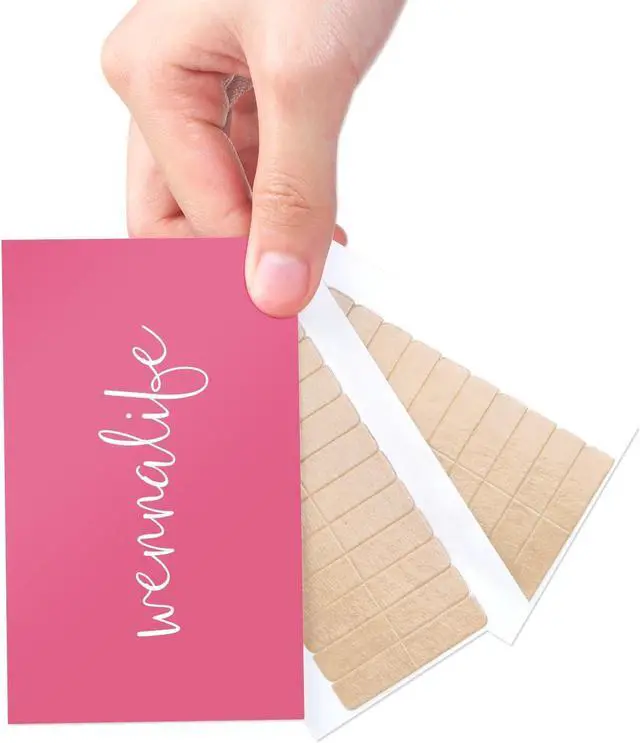 Main image of WENNALIFE Clear Double-Sided Hair Extension Tape Tabs, 24 Pcs | Clear 1.6 x 0.3 in Pre-Cut Tabs Fit Tape-in Hair Extensions and Provide a Discreet Hold for Replacement Applications.