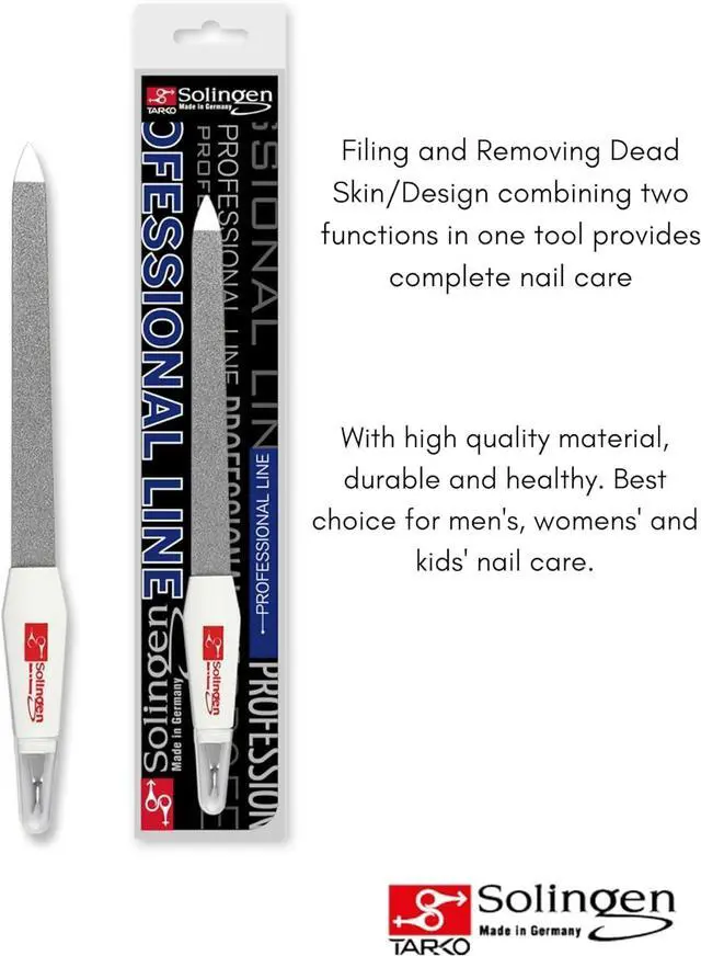 Alt view image 5 of 6 - Solingen Sapphire Nail File & Cuticle Trimmer Dual-Sided Professional Nail File for Fingernails & Toenails Durable German Steel 2-in-1 Manicure Tool (Large Size)