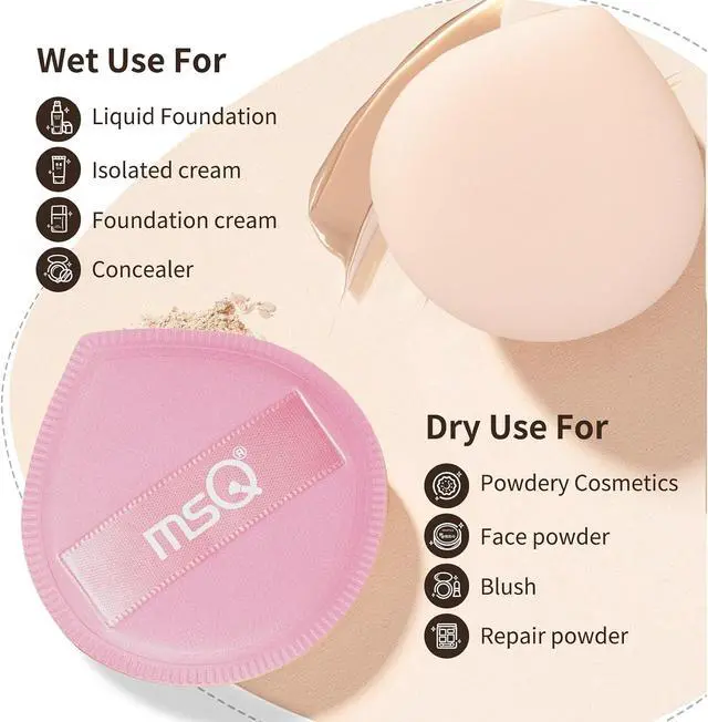 Alt view image 3 of 6 - MSQ 5Pcs Makeup Sponge For Foundation Concealer and Powder, Triangle Powder Puff Soft Sponges Blender, Latex Free Blender Sponge For Liquid, Cream, Powder Seamless & Flawless Makeup, 2.16 in, Pink