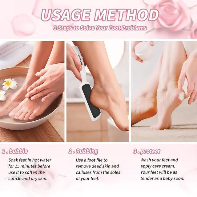 Alt view image 3 of 7 - Topmeet Foot File for Dead Skin - Dual Sided Foot Rasp Callus Removers, Professional Pedicure Tool for Soft, Smooth Feet (White)