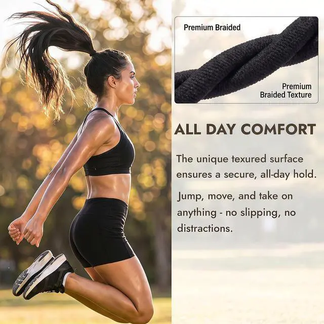 Alt view image 5 of 7 - Black Hair Ties No Damage, Organic Ponytail Holders Hair Accessories for Women & Men, 4mm Hair Elastics Fits All Hair Types (32 Count)