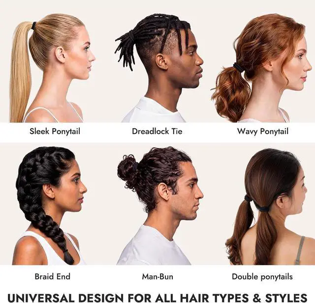 Alt view image 7 of 7 - Black Hair Ties No Damage, Organic Ponytail Holders Hair Accessories for Women & Men, 4mm Hair Elastics Fits All Hair Types (32 Count)