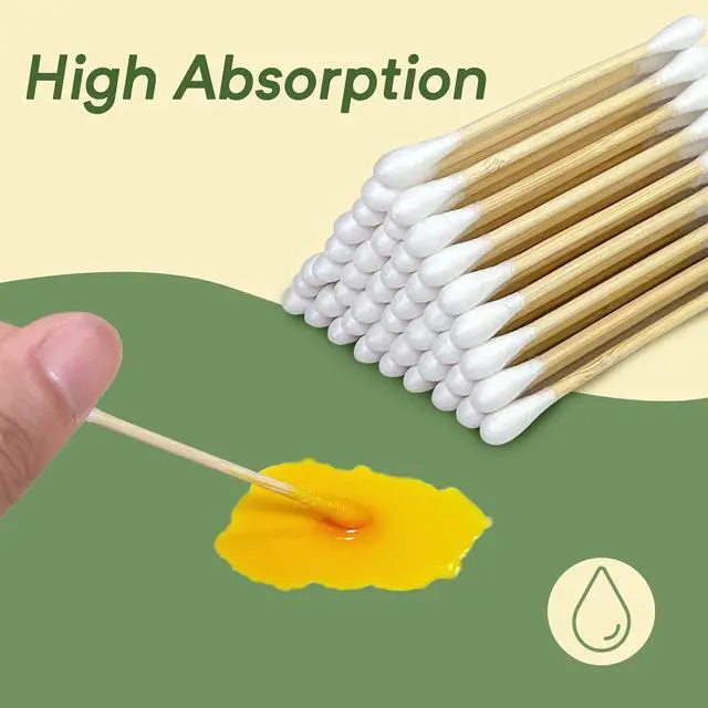 Alt view image 4 of 7 - Egaageoi 200 Count 100% Organic Bamboo Cotton Swabs with Bamboo Sticks | Biodegradable Double-Tipped Cotton Buds for Beauty, Baby Care, First Aid, Makeup, Pet Care, Electronics & Household Cleaning