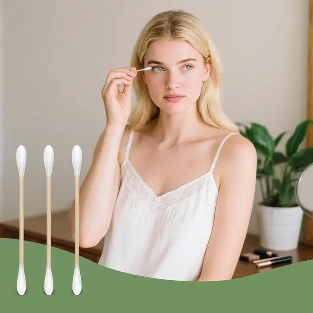 Alt view image 6 of 7 - Egaageoi 200 Count 100% Organic Bamboo Cotton Swabs with Bamboo Sticks | Biodegradable Double-Tipped Cotton Buds for Beauty, Baby Care, First Aid, Makeup, Pet Care, Electronics & Household Cleaning