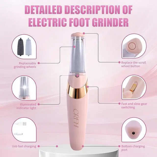 Alt view image 2 of 7 - Pedicure Tool, Foot Callus Remover, Electric Pedicure Set, Foot Care, Removes Rough Dead Skin on The Feet, Making Your Feet Smooth. (Pink)