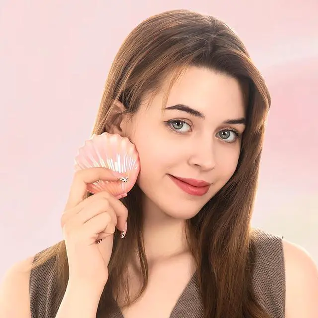 Alt view image 4 of 7 - Metallic Shinning Finish Foldable Travel Hair Brushes with Mirror Shell Shape Portable Folding Pocket Hair Brush Mini Hair Comb Compact Size Hair Massage Comb (Pink)