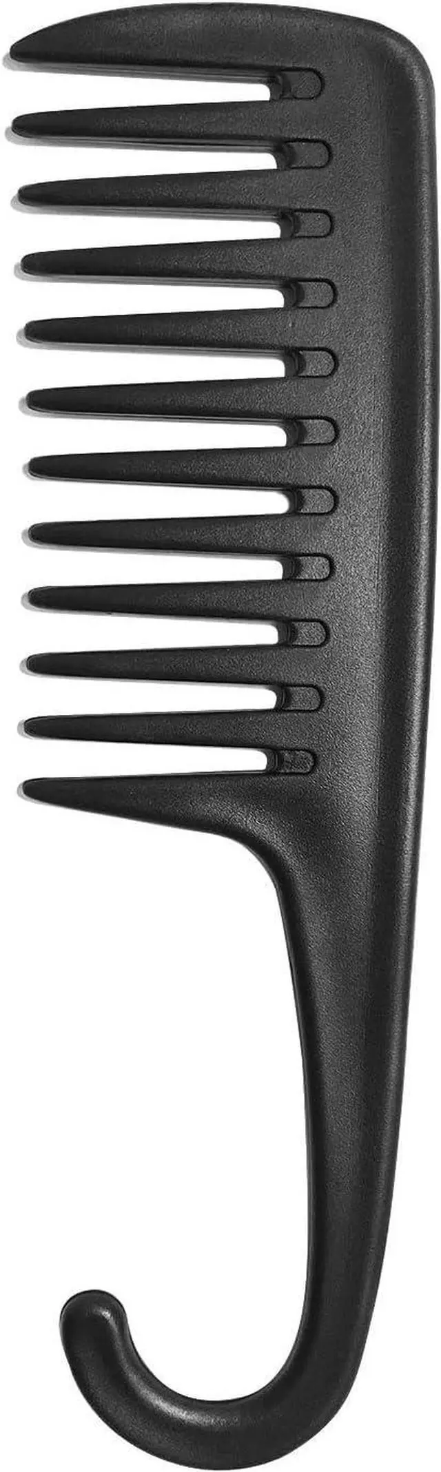 Main image of Wapodeai Wide Tooth Comb Shower Comb With Hook, Black | Good for Curly Hair Wet Dry, Premium Tangle Free Combs