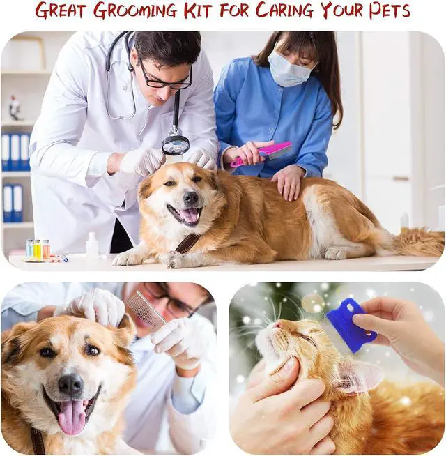 Alt view image 4 of 7 - GUBCUB Pets Grooming Comb Kit for Small Dogs Puppies For Tear Stain Remover, 2-in-1 with Round Teeth to Remove Knots Crust Mucus