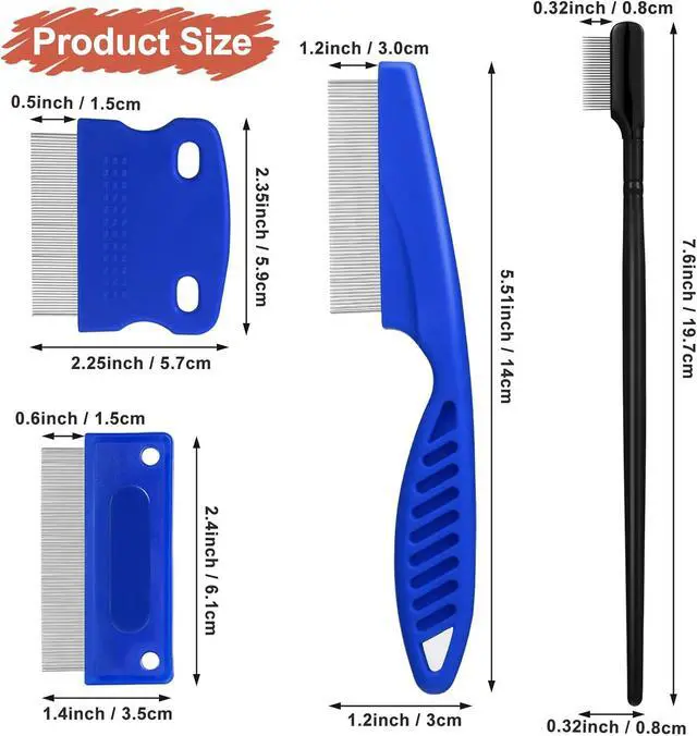 Alt view image 2 of 7 - 5 Pieces Dog Eye Combs Tear Stain Remover Combs Pet Grooming Comb for Small Dogs Gently Removing Eye Mucus and Crust (Blue, Black)