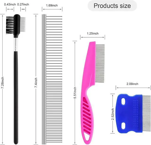 Alt view image 2 of 7 - GUBCUB Pets Grooming Comb Kit for Small Dogs Puppies For Tear Stain Remover, 2-in-1 with Round Teeth to Remove Knots Crust Mucus