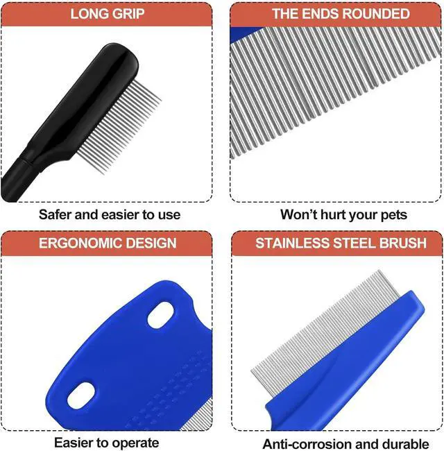Alt view image 3 of 7 - 5 Pieces Dog Eye Combs Tear Stain Remover Combs Pet Grooming Comb for Small Dogs Gently Removing Eye Mucus and Crust (Blue, Black)