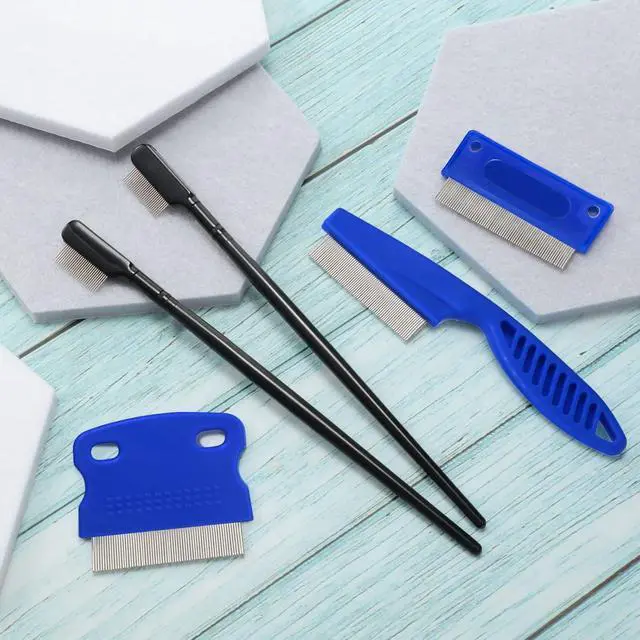Alt view image 5 of 7 - 5 Pieces Dog Eye Combs Tear Stain Remover Combs Pet Grooming Comb for Small Dogs Gently Removing Eye Mucus and Crust (Blue, Black)