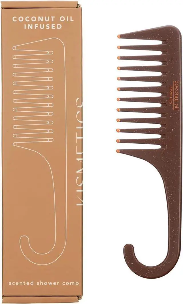 Main image of Coconut Oil Infused, Scented Shower Comb, Wide Tooth Comb for Detangling Wet or Dry hair. For All Hair Type