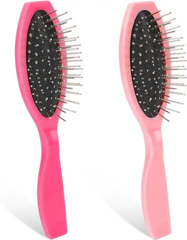 Main image of Metal Hair Brush,2 Pack Small Doll Wig Brush for Synthetic Wig Wire Cushion Brush Portable Stainless Steel Bristle Detangler Hairbrush Professional Wig Hair Combs Hair Extension Brush for Women