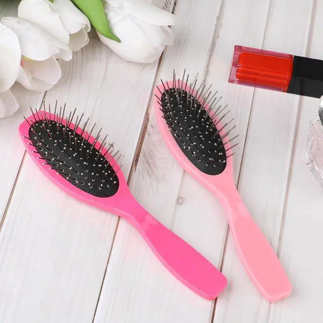 Alt view image 2 of 7 - Metal Hair Brush,2 Pack Small Doll Wig Brush for Synthetic Wig Wire Cushion Brush Portable Stainless Steel Bristle Detangler Hairbrush Professional Wig Hair Combs Hair Extension Brush for Women
