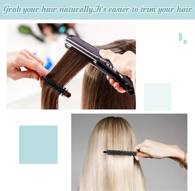 Alt view image 5 of 7 - Chengu 2 Pcs Small Round Hair Brush Mini Round Wood Brush | Roller Quiff Hair Combs, Nylon Bristles Salon Dressing for Blow Drying, Curly Styling Bangs Lifting Beard Care, 2 Styles