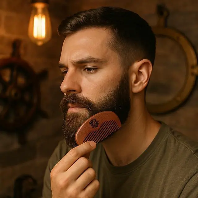 Alt view image 5 of 6 - Barbanegra Beard and Mustache Wood Comb, Perfect for Balms and Oils, Anti-Static, Pocket Size for all types of Beards.